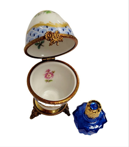 Egg w Perfume on Brass Porcelain Limoges Trinket Box