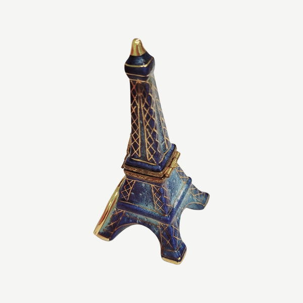 Eiffel Tower Blue 2000 Porcelain Limoges Trinket Box
