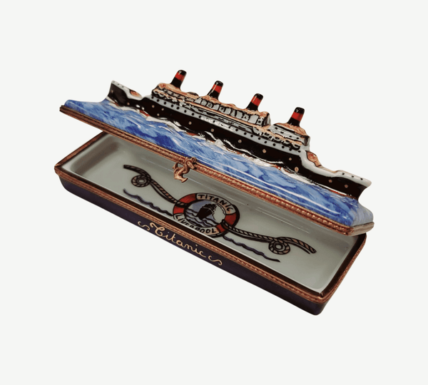 Floating Titanic 3.5" Porcelain Limoges Trinket Box