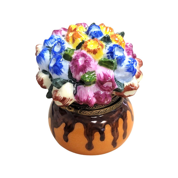 Flowers In Pot Porcelain Limoges Trinket Box