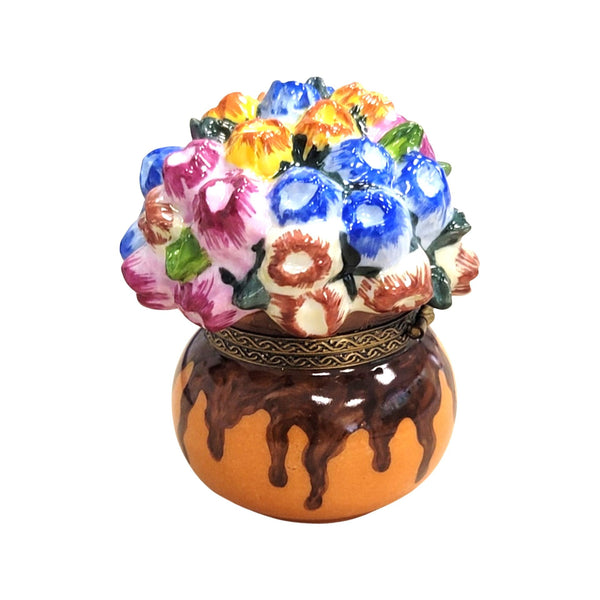 Flowers In Pot Porcelain Limoges Trinket Box