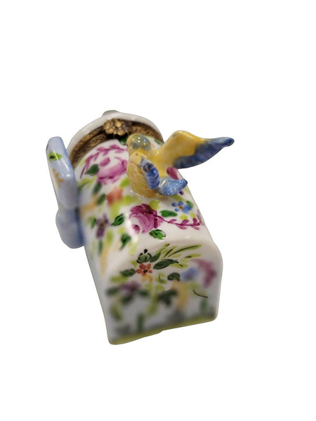Garden Mailbox w Bird Porcelain Limoges Trinket Box