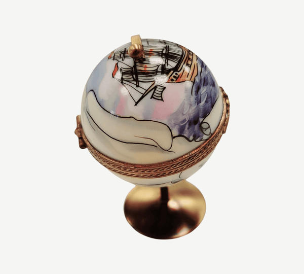 Globe with Ship Porcelain Limoges Trinket Box