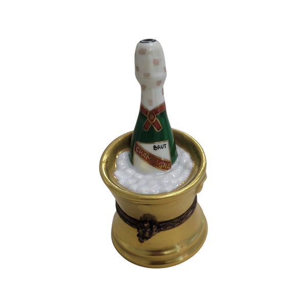 Gold Champagne Bucket Porcelain Limoges Trinket Box