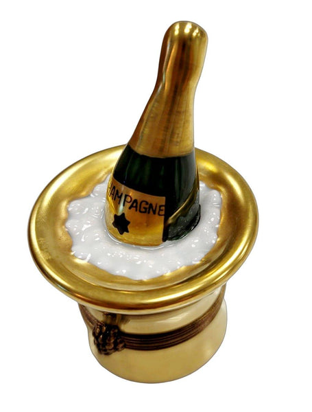 Gold Champagne on Ice Porcelain Limoges Trinket Box