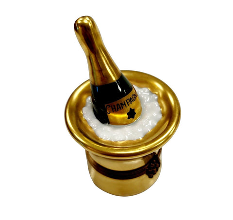 Gold Champagne on Ice Porcelain Limoges Trinket Box