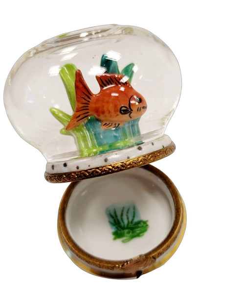 Gold Fish in Bowl Retired Porcelain Limoges Trinket Box