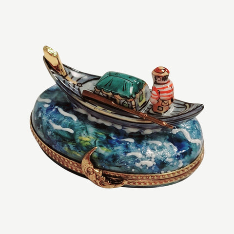 Gondola Boat Venice Porcelain Limoges Trinket Box