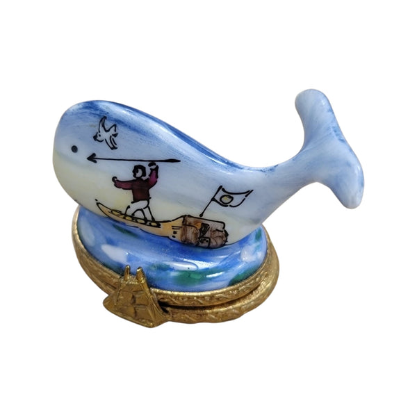 Gray Mini Whale Porcelain Limoges Trinket Box