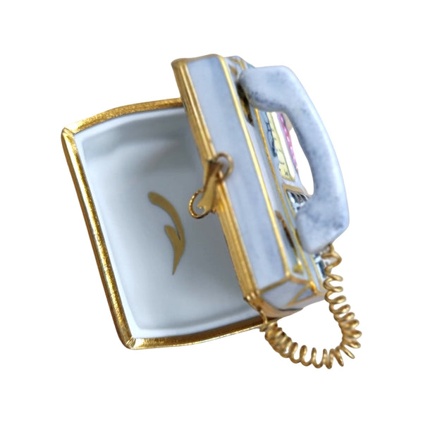 Gray Phone Telephone Porcelain Limoges Trinket Box