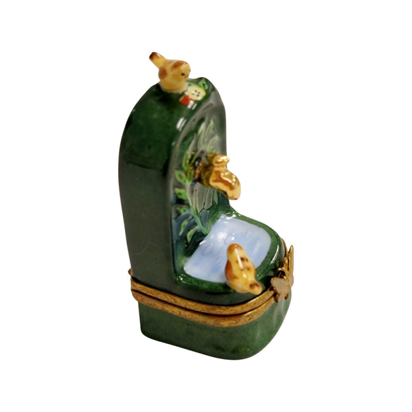 Green Fountain Birds Porcelain Limoges Trinket Box
