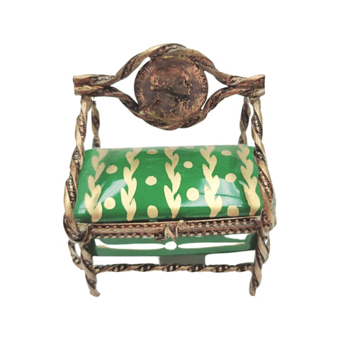 Green Love Seat Porcelain Limoges Trinket Box