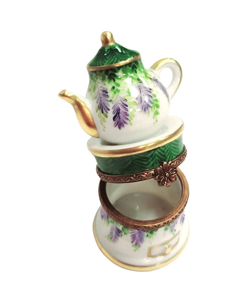 Green Teapot Coffee Pot Porcelain Limoges Trinket Box