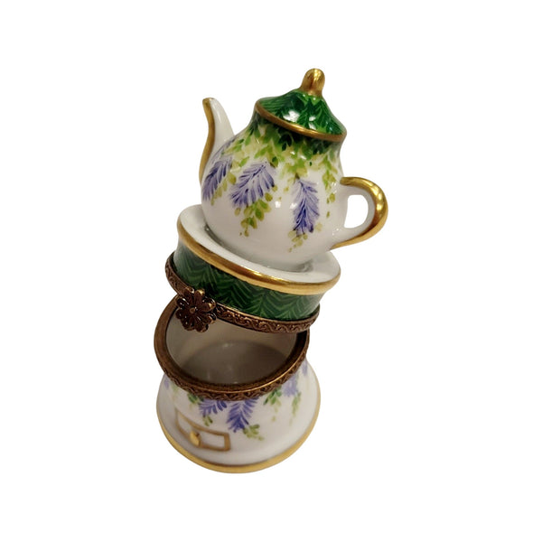 Green Teapot Coffee Pot Porcelain Limoges Trinket Box