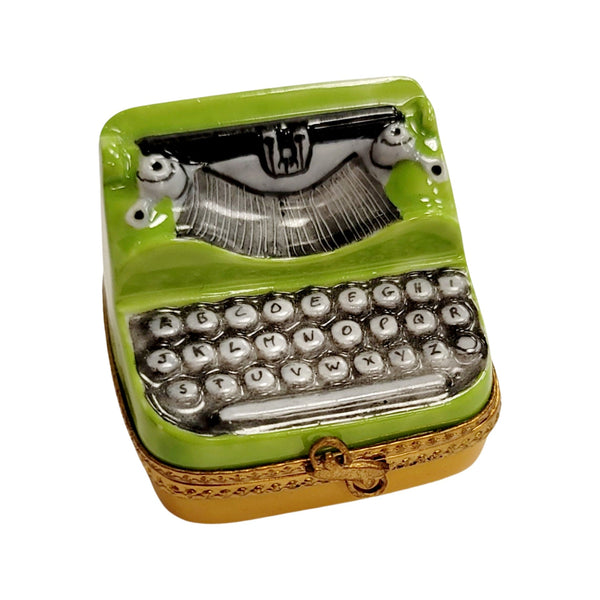 Green Typewriter Porcelain Limoges Trinket Box