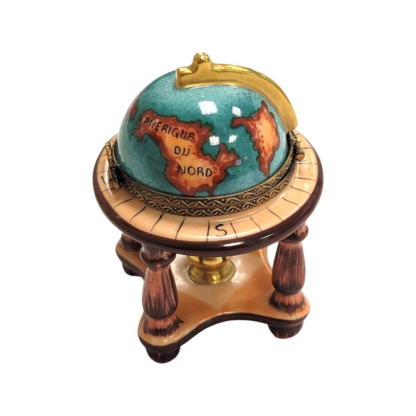 Green World Globe Porcelain Limoges Trinket Box