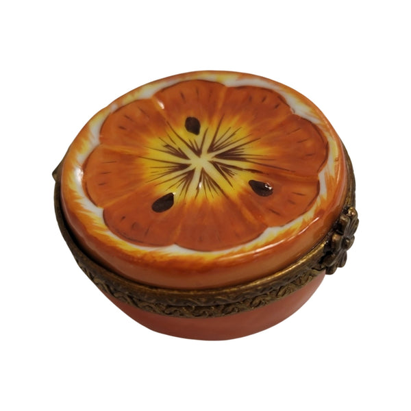 Half Orange Porcelain Limoges Trinket Box