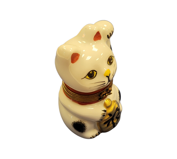 Happy China Cat Porcelain Limoges Trinket Box