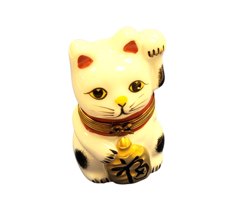 Happy China Cat Porcelain Limoges Trinket Box
