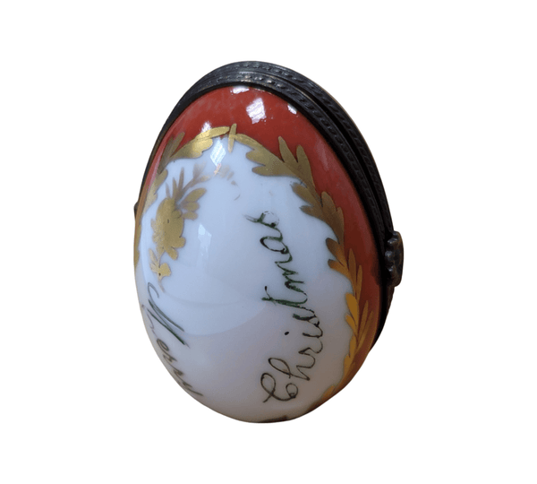 Holly Egg Picture Frame inside Oval Porcelain Limoges Trinket Box
