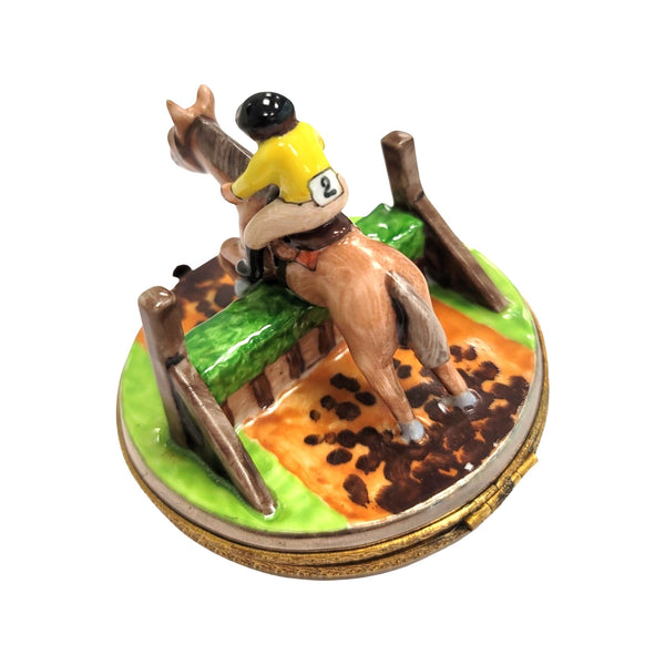 Horse Jumping w Jockey Porcelain Limoges Trinket Box