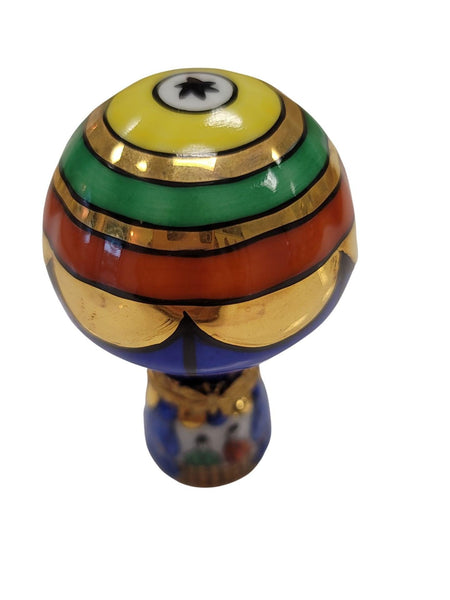 Hot Air Balloon Colorful Porcelain Limoges Trinket Box