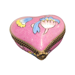 Hot Pink Deco Heart Porcelain Limoges Trinket Box