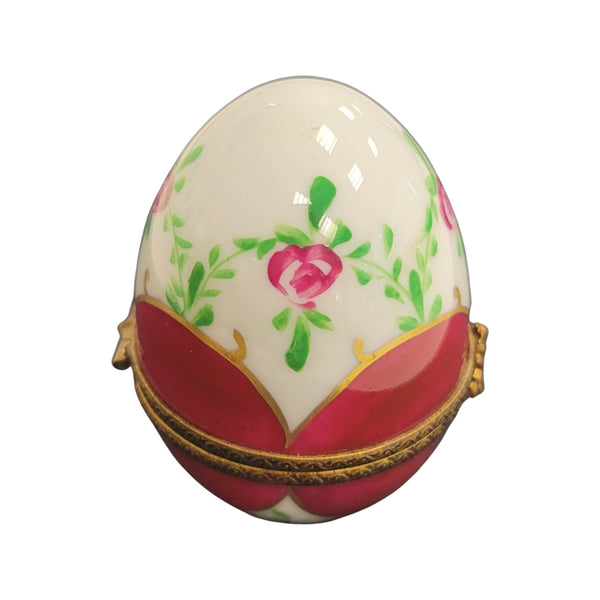 Hot Pink Egg Porcelain Limoges Trinket Box