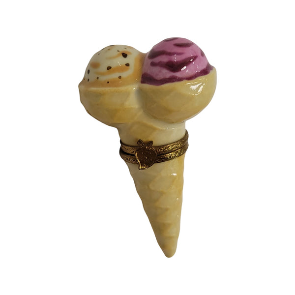 Ice Cream Cone Porcelain Limoges Trinket Box