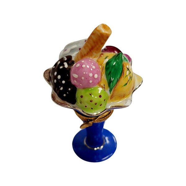 Ice Cream Sunday w Fruit Rare Porcelain Limoges Trinket Box