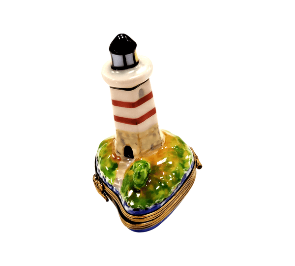 Lighthouse Boat on Ocean Porcelain Limoges Trinket Box