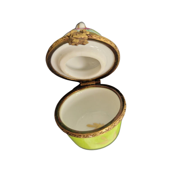 Lime Crown Top Pill Porcelain Limoges Trinket Box