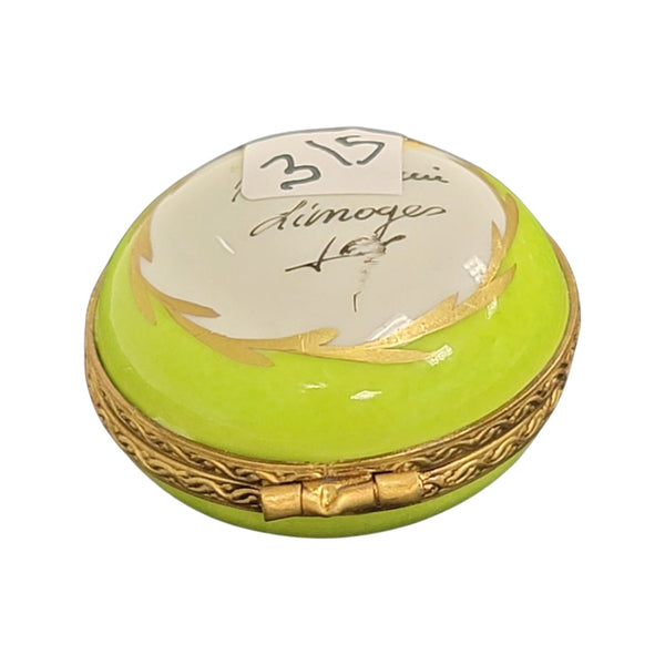 Lime Round Pill Porcelain Limoges Trinket Box