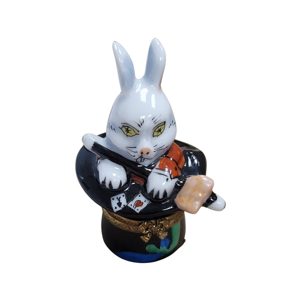 Magic Rabbit in Black Hat Magician Porcelain Limoges Trinket Box