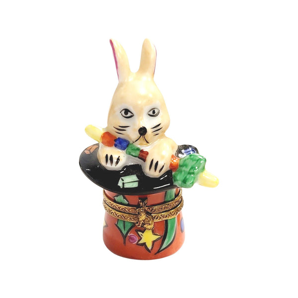 Magic Rabbit in Red Hat Magician Porcelain Limoges Trinket Box