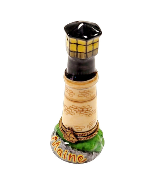 Maine Lighthouse on Ocean Porcelain Limoges Trinket Box