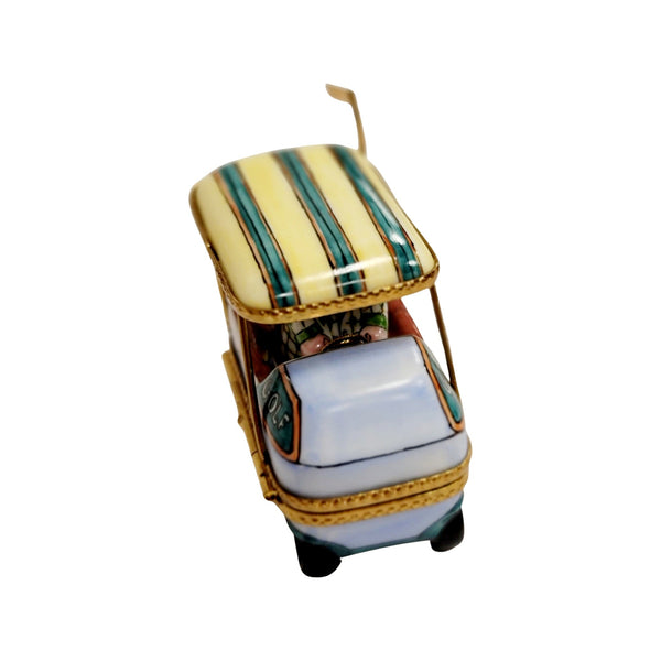Man in Golf Cart Sports Porcelain Limoges Trinket Box