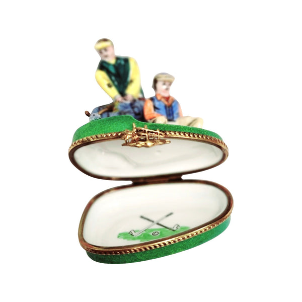 Men Playing Golf Sports Porcelain Limoges Trinket Box
