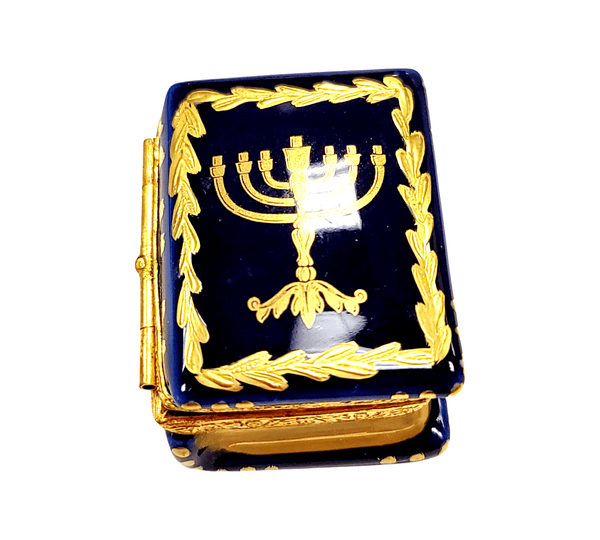 Menorah Book Judiasm Hannukah Porcelain Limoges Trinket Box