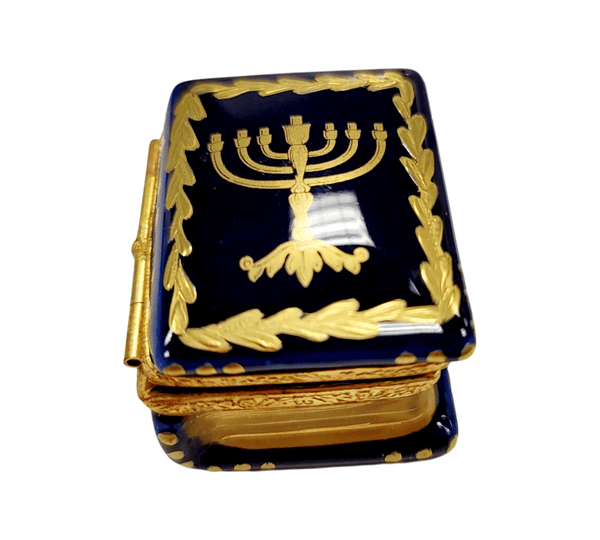 Menorah Book Judiasm Hannukah Porcelain Limoges Trinket Box
