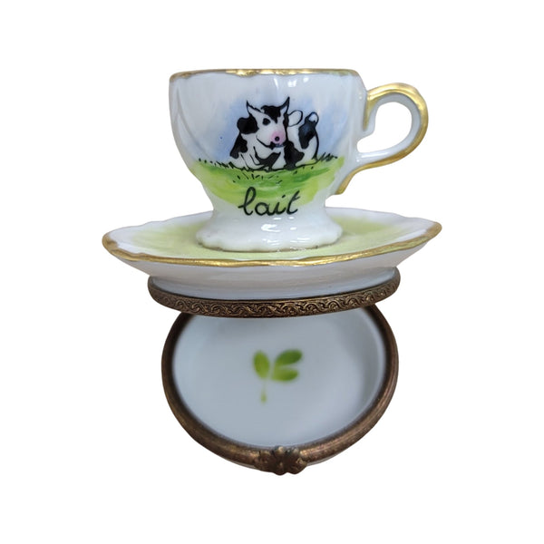Milk Cup w Cow Porcelain Limoges Trinket Box