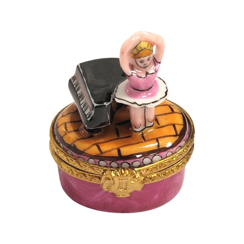 Mini Ballerina w Piano Porcelain Limoges Trinket Box