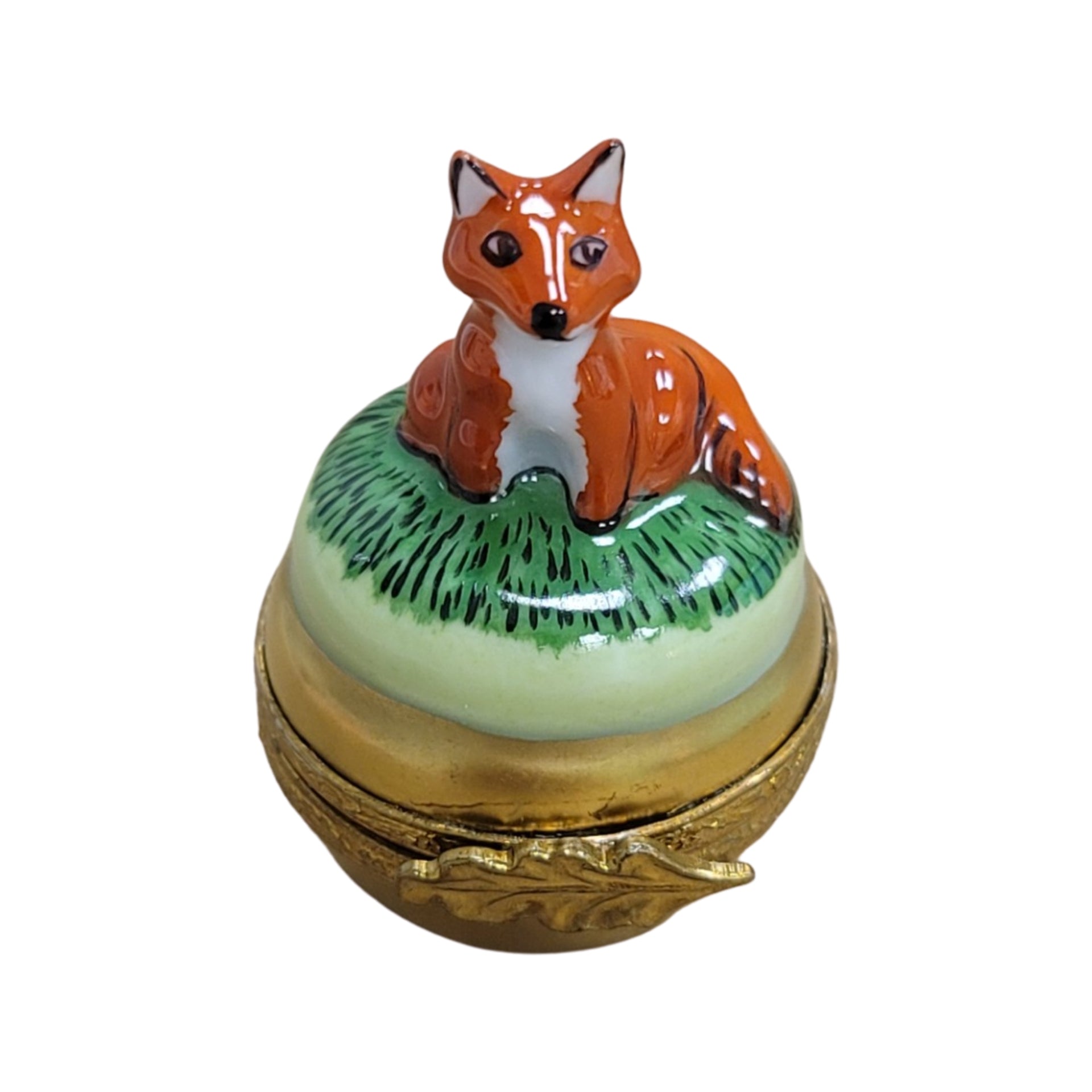 Mini Fox Porcelain Limoges Trinket Box
