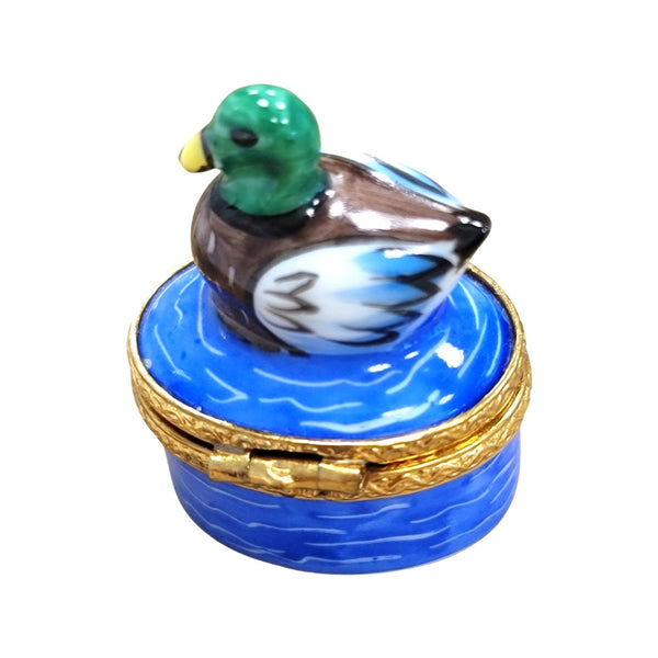 Mini Greenhead Duck Porcelain Limoges Trinket Box