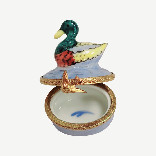 Mini Mallard Duck Porcelain Limoges Trinket Box