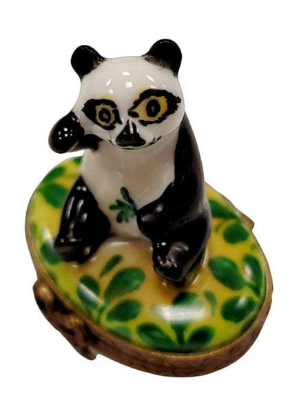 Mini Panda Bear Porcelain Limoges Trinket Box