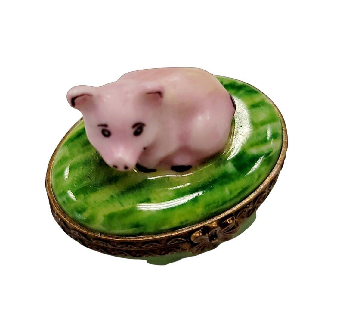 Mini Pig Porcelain Limoges Trinket Box
