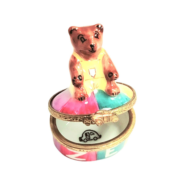 Mini Teddy Bear Porcelain Limoges Trinket Box