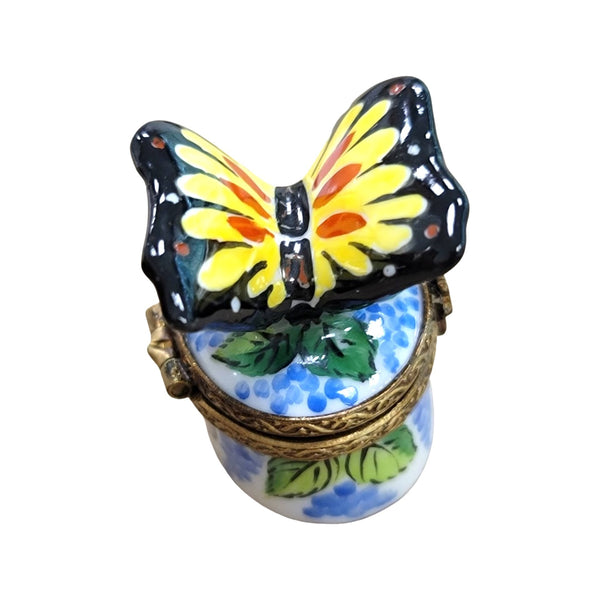 Mini Yellow Butterfly Porcelain Limoges Trinket Box