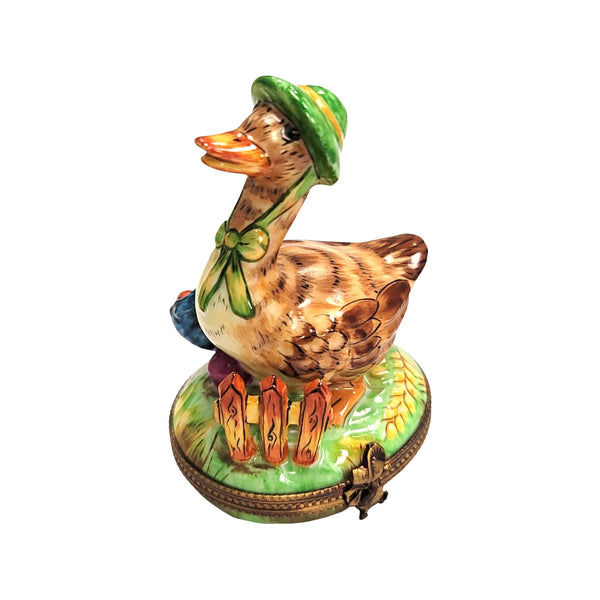 Mother Goose Green Hat Porcelain Limoges Trinket Box